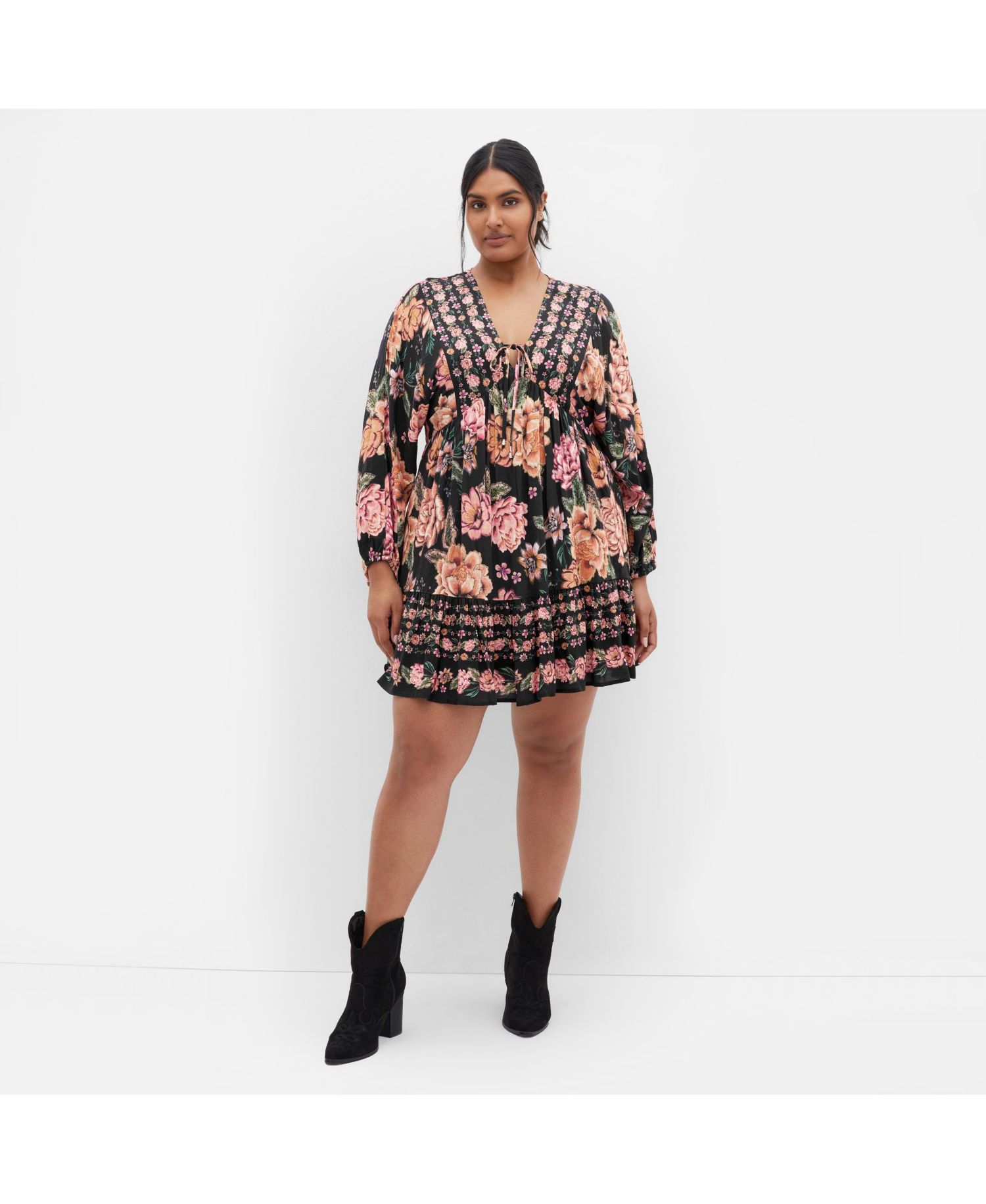 Plus Size Devine Mini Border Dress