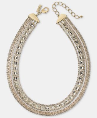 Crystal Multi-Row Statement Necklace, 16" + 3" extender
