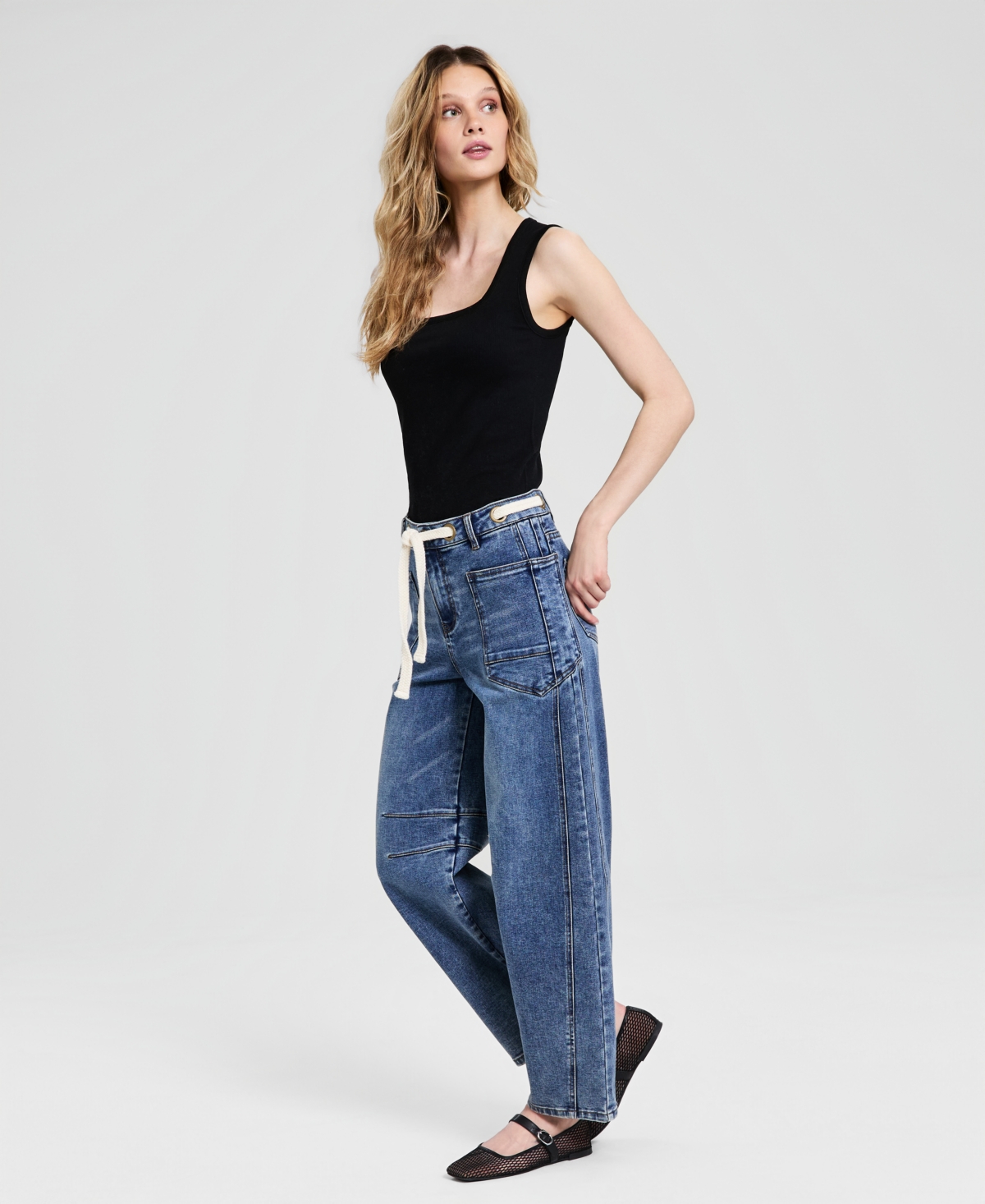 And Now This Women's High-Rise Tie-Waist Denim Jeans, Macy's Exclusive