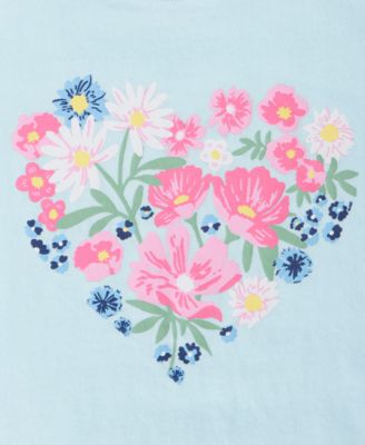 Girls' 5-20 Floral Heart T-Shirt
