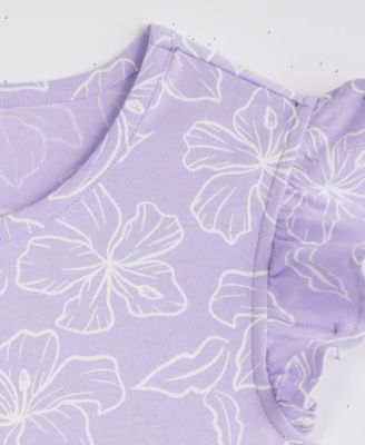 Girls' 5-20 Cotton Hibiscus-Print Flutter-Sleeve Dress