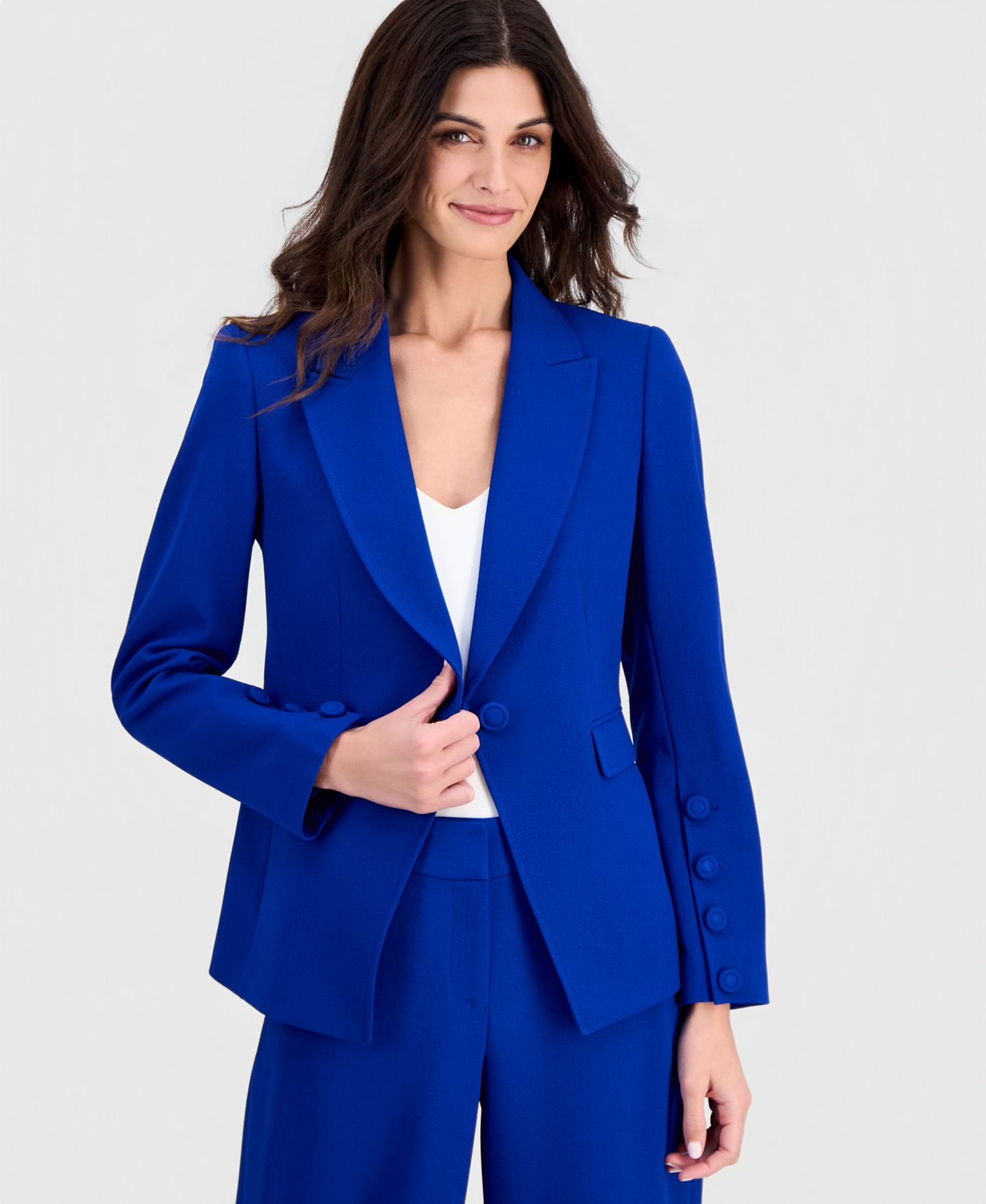 Женский пиджак Tahari ASL Petite Peak Lapel One Button Blazer, цвет: Кобальтовый — фото 2