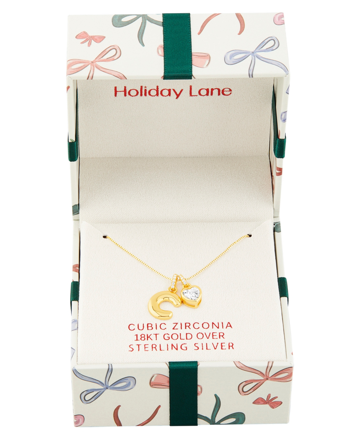 Holiday Lane Letter Initial Charm Necklace in Gold Over Sterling Silver, Macy's Exclusive