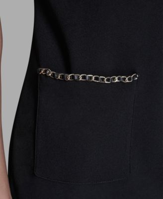 Women's Crew Neck Chain Detail Shift Dress