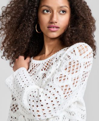 Women's Crochet Long-Sleeve Sweater