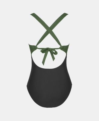 Women's Release Happiness Ruched Cross Back One Piece Swimsuit