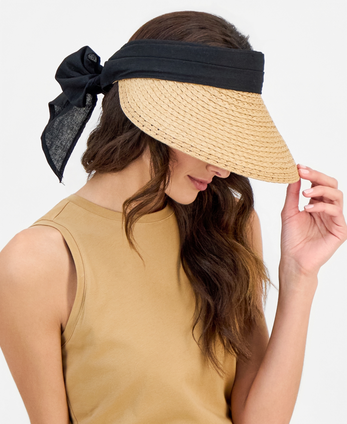 I.n.c. International Concept Tie Back Straw Visor, Macy's Exclusive