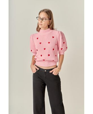 Women's Heart Shape Embroidery Sweater