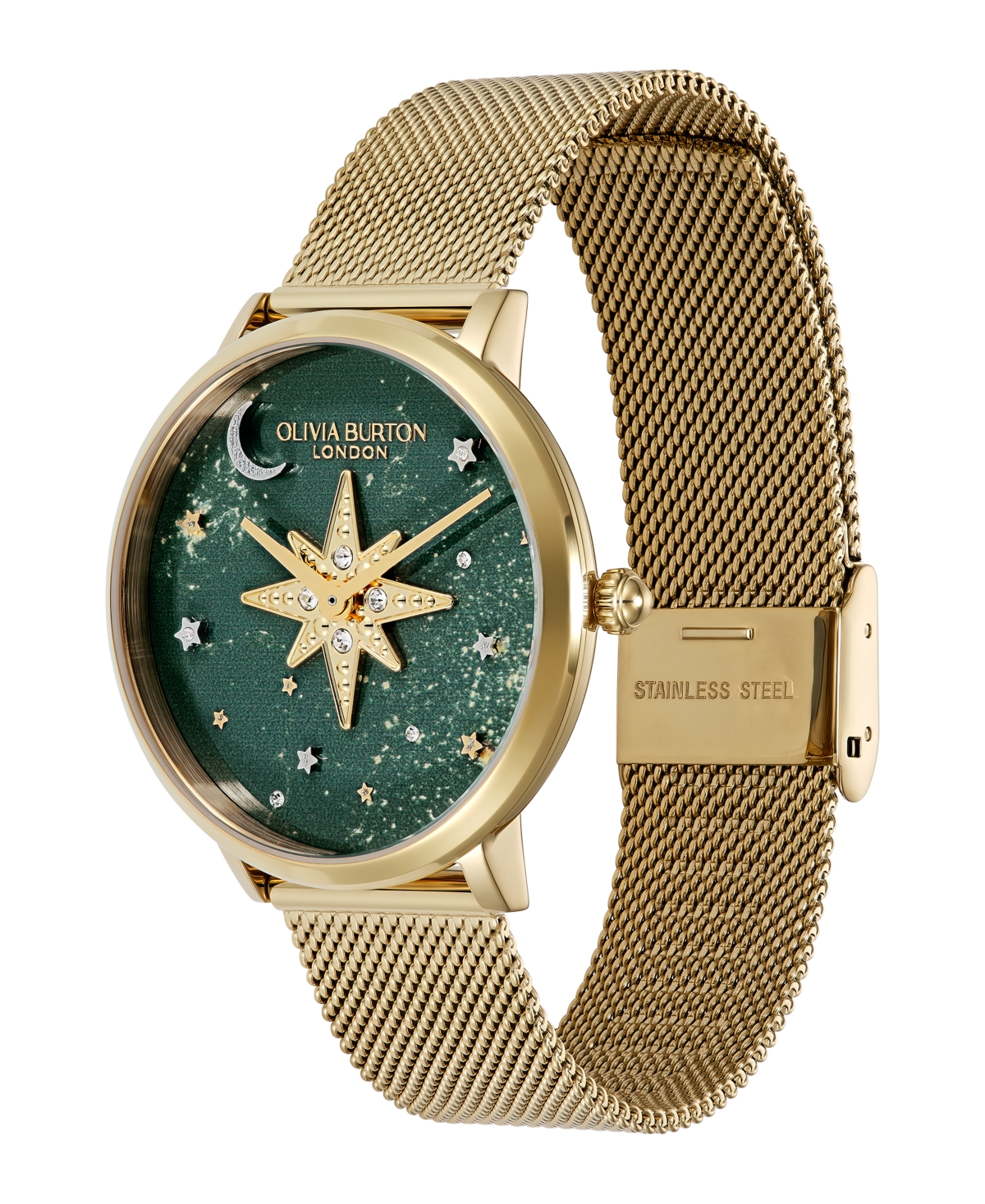 Olivia Burton Women's Celestial Nova Gold Tone Stainless Steel Mesh Bracelet Watch