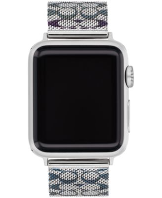 Women's Silver Tone Stainless Steel with Blue and Purple Sig C Mesh Apple Watch, Strap 38mm, 40mm, 41mm