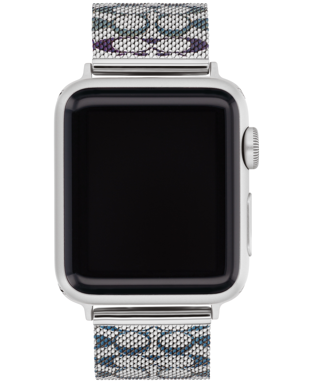 Coach Women's Silver Tone Stainless Steel with Blue and Purple Sig C Mesh Apple Watch, Strap 38mm, 40mm, 41mm