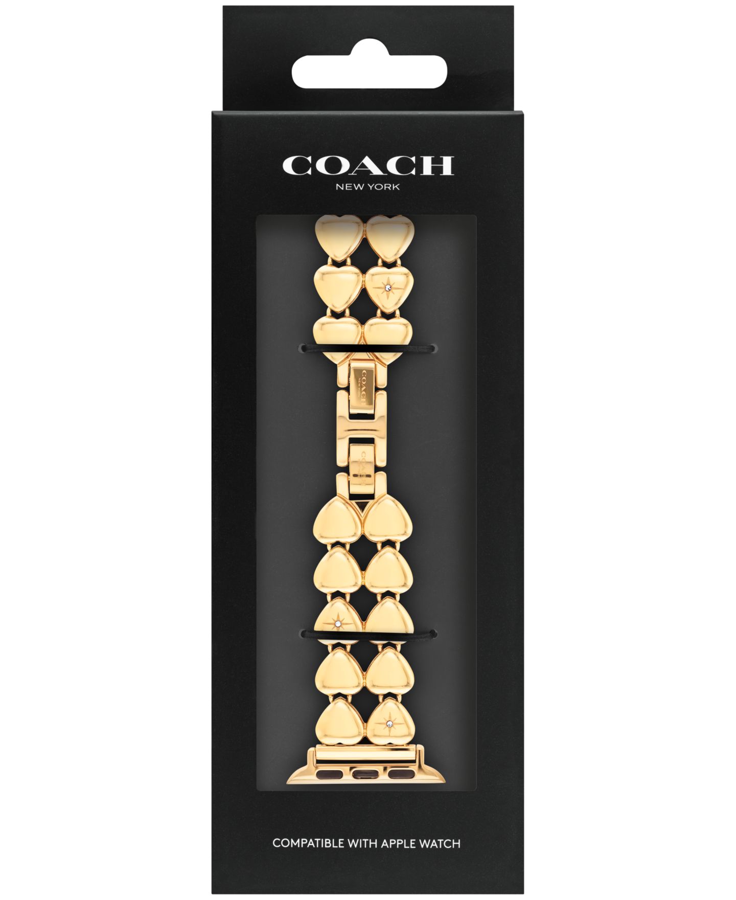 Женские ремешки для часов COACH Gold Tone Stainless Steel With Crystals Heart Apple Watch, Strap 38mm, 40mm, 41mm — фото 4