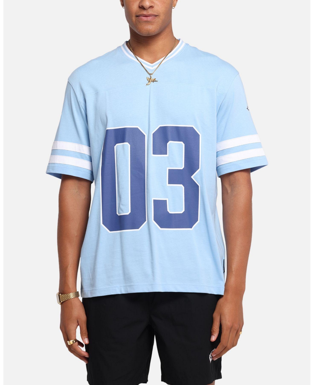 Carre Men's Rose Football T-Shirt Light Blue