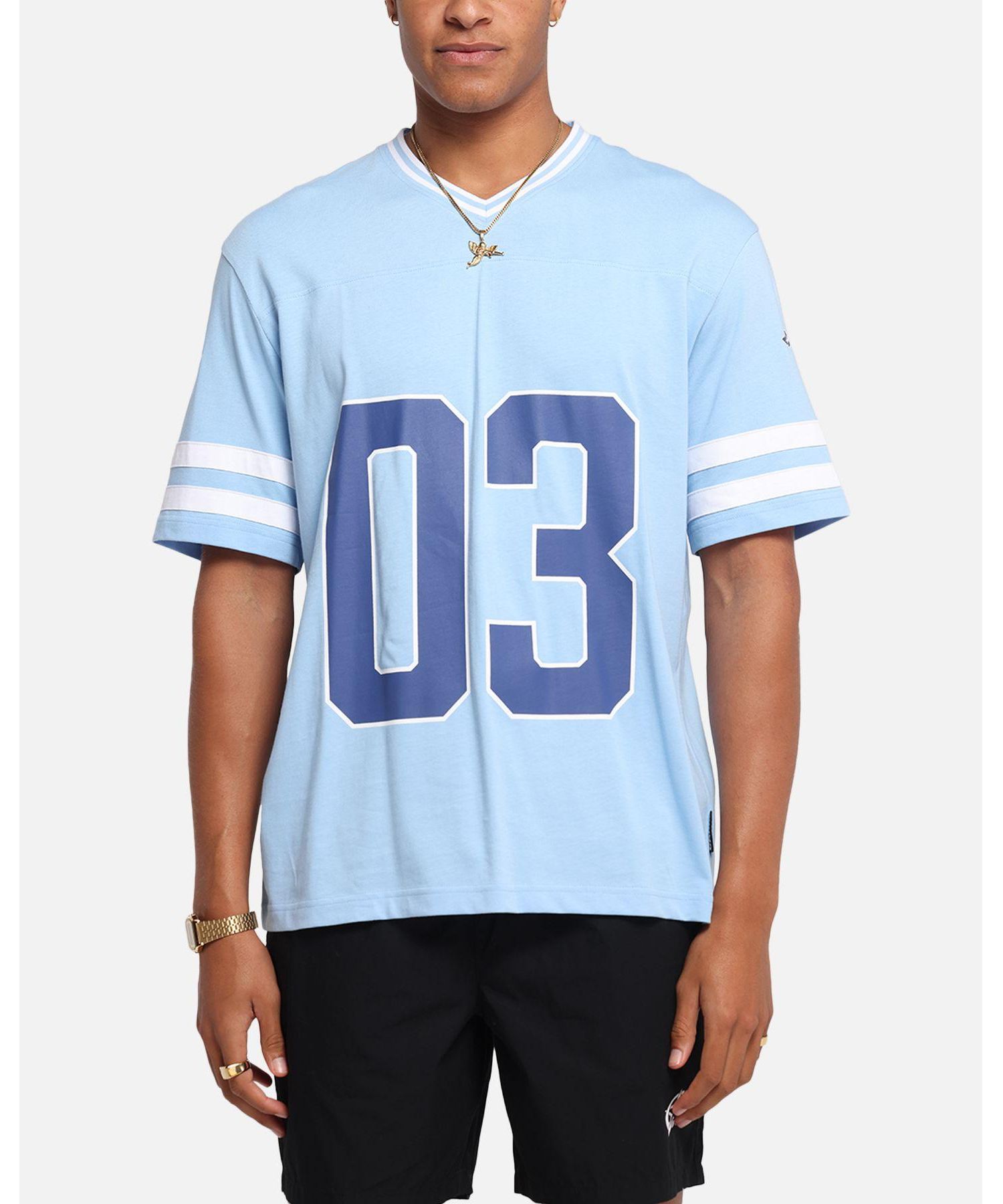 Men's Rose Football T-Shirt - Light Blue L