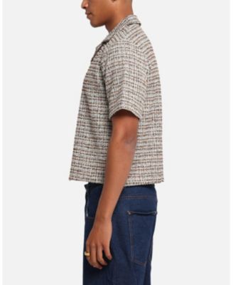 Men's Boucle Tweed Crop Button Up Shirt