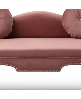 Modern Velvet Loveseat with Nailhead Trim & 2 Pillows