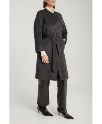 Women's Cashmere Belted Lapel Coat