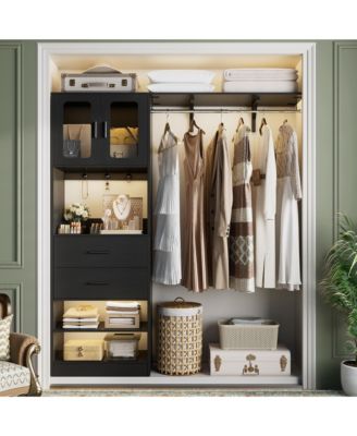 5FT Closet Organizer with Drawers, Hanging Rod, Reversible Shelves, and Cabinet