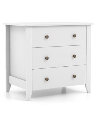 White 3-Drawer Dresser Chest, Bedside Table with Storage