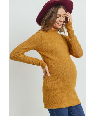 Maternity Mock Neck Long Sleeve Ribbed Top