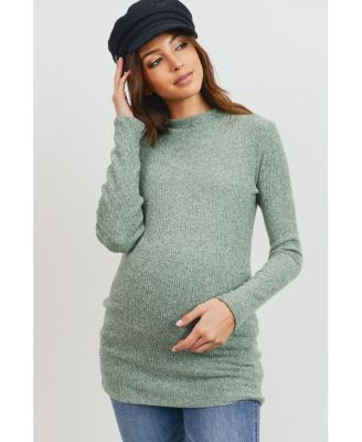 Maternity Mock Neck Long Sleeve Ribbed Top