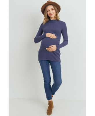 Maternity Mock Neck Long Sleeve Ribbed Top