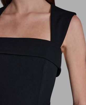 Women's Wide-Strap Square Neck A-Line Mini Dress