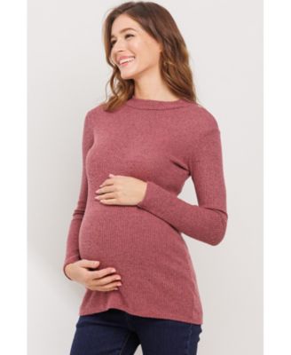 Maternity Mock Neck Long Sleeve Ribbed Top