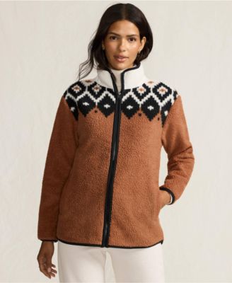 Women's Print Cozy High Pile Full Zip Fleece Jacket