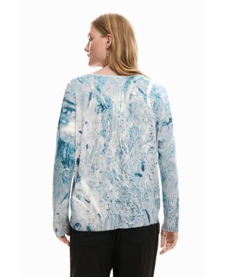 Women's V-neck sweater with abstract print