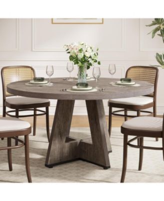Round Dining Table for 4, 47 Inch Wide