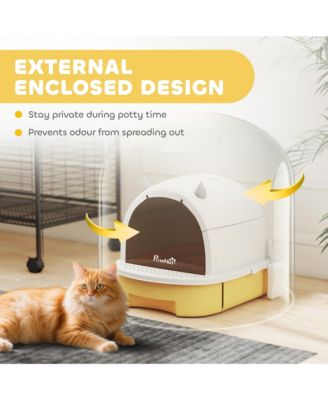 Cat Litter Box, Cove Kitty Litter Box with Lid, Scoop,