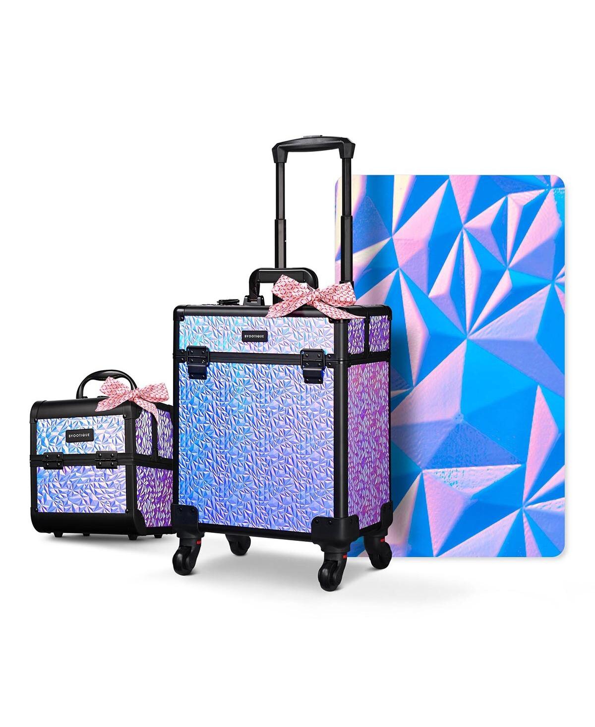 Byootique 2-Piece Makeup Train Case Cosmetic Organizer Kit - Purple