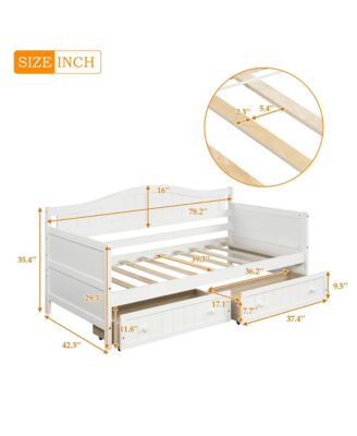 Twin Wooden Daybed with 2 Drawers & No Box Spring