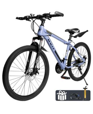 26-Inch 27-Speed Mountain Bike for Adults with Dual Disc Brakes & High-Carbon Steel Frame, Suspension Fork