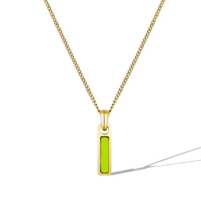 Men's Birthstone Tag Necklace - Gold Pendant