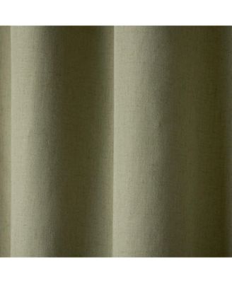 Selena Sage Green Solid Linen Texture Room Darkening, Grommet Top Curtain Panels