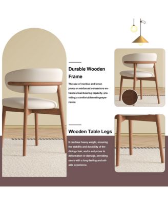 Mid-Century Modern Dining Chairs Set of 2 with Wooden Legs for Kitchen and Living Room