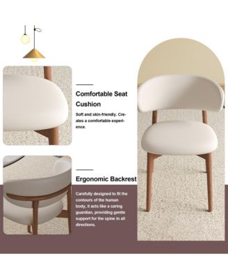 Mid-Century Modern Dining Chairs Set of 2 with Wooden Legs for Kitchen and Living Room