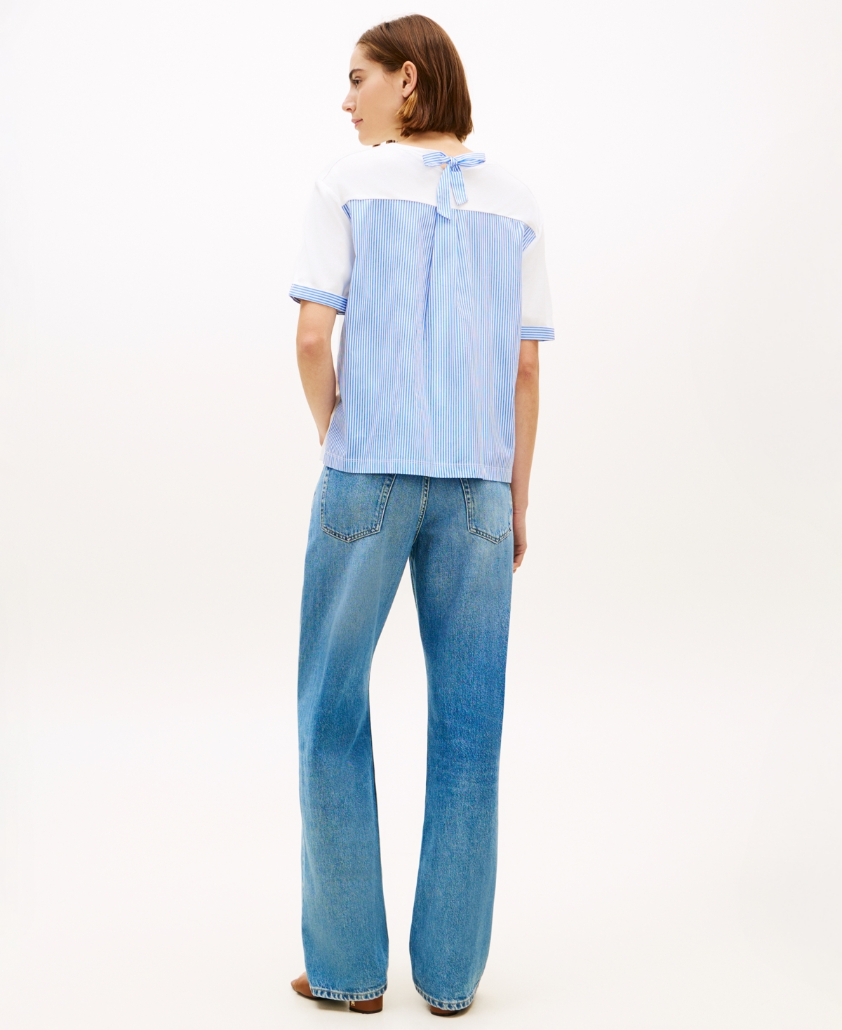 Tommy Hilfiger Women's Rib Mixed Media Back Short-Sleeve T-Shirt