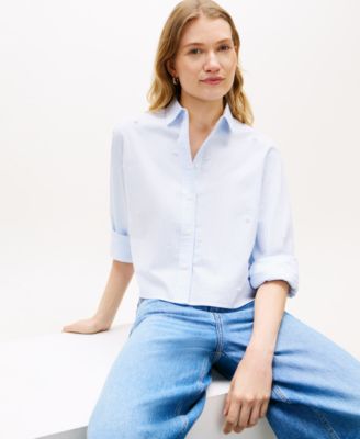 Women's Bling Cropped Long-Sleeve Shirt