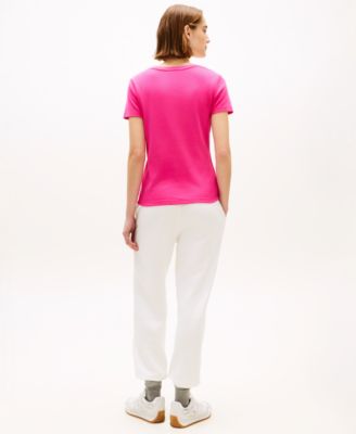 Women's Rib Slim V-Neck Short-Sleeve T-Shirt