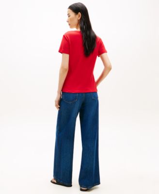 Women's Rib Slim V-Neck Short-Sleeve T-Shirt