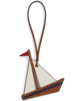 Color-Blocked Leather Sailboat Bag Charm 