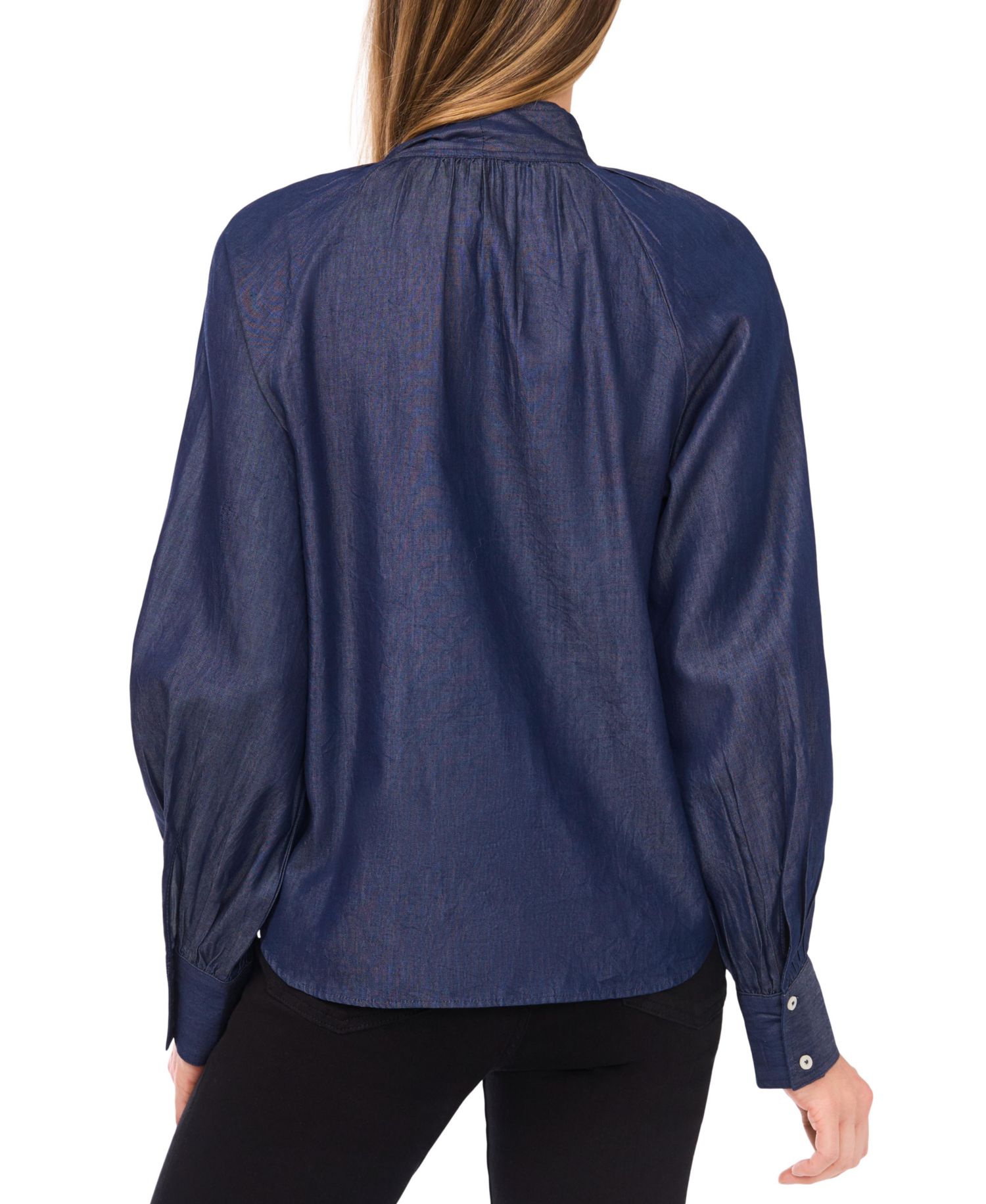 Women's Long Sleeve Tie Neck Top