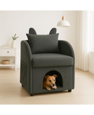Cat & Dog Hideaway with Scratch-Resistant Fabric,Side Pocket