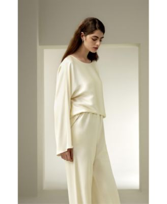 Women's Silk Charmeuse Crewneck Blouse