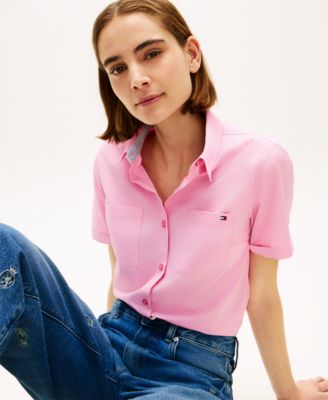 Women's Classic Poplin Solid Short-Sleeve Shirt