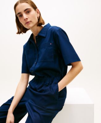 Women's Utility Shirt Short-Sleeve Jumpsuit