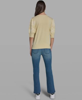 Women's Floral Short-Sleeve Sweater